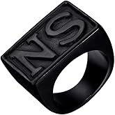 OAKKY Jewelry Men's Stainless Steel Biker Rings,SO, Vintage,Gold and Black