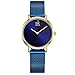 SK Watches Women Stainless Steel Band Ladies Quartz Wristwatches Women Clock Bracelet Watch (Blue)