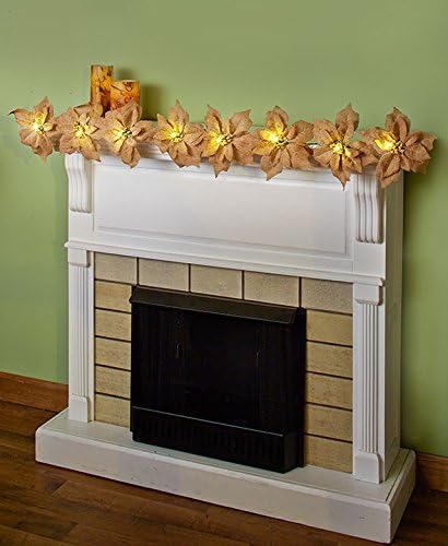Cordless Lighted Poinsettia Garland (white)