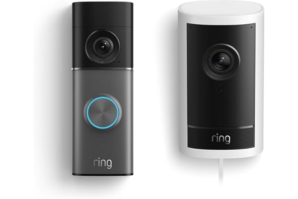 Ring Wired Doorbell Pro (Newest Model), Deep Silver with Outdoor Cam Pro, Plug-In White
