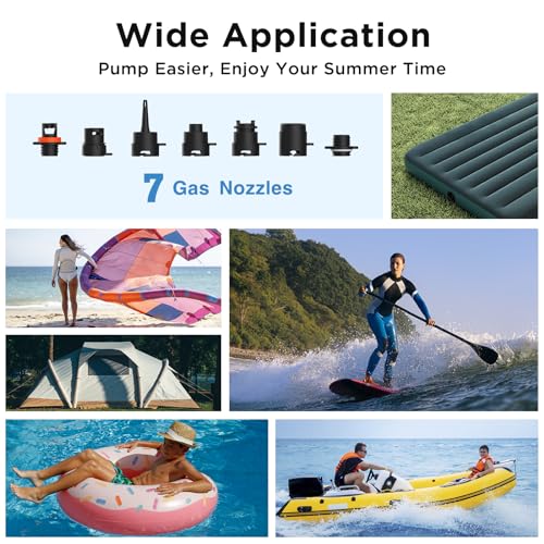 AIRBANK Electric Air Pump SUP Pump with Battery The Puffer Pro, Rechargeable Dual Stage Air Pump with Automatic Shut-off for Paddleboard, Wing Foil and Kite, Tent, Mattress