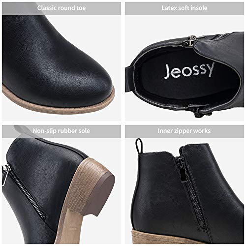 Jeossy Women's Ankle Boots Thick Heel Low Heeled Booties for Women