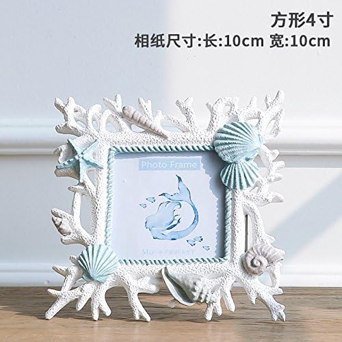 Sproud Small Fresh Ocean Wind Alien Coral Resin Pendulum Table Creative 6 Inch 7 Inch Photo Frame,C