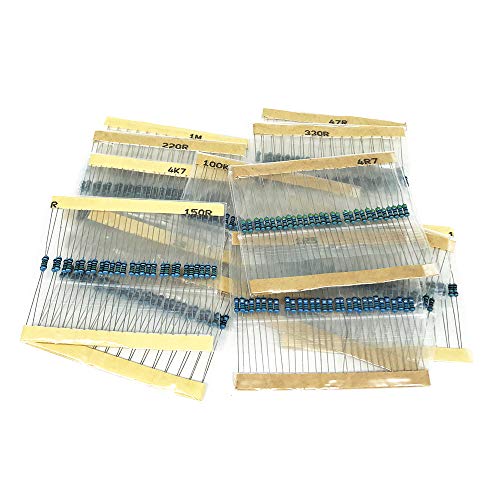 2600PCS 130 Values 1% Resistor Kit, 1 Ohm - 3M Ohm, 1/4W Metal Film Resistors Assortment for DIY Electronic Projects and Experiments