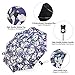 Rainbrace Rain & Sun Compact Folding Travel Umbrella Auto Open and Close for Windproof, Rainproof & 99% UV Protection with Black Anti-UV Coating, UPF50+, Elegant Lily and Dark Blue