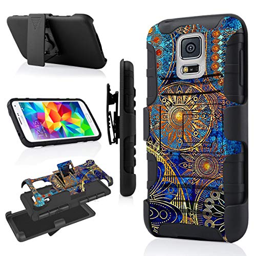Galaxy S5 Case,Jwest Impact Resistant S5 Neo Case Rubber&Plastic Hybrid Full-Body Rugged Drop Resistant Kickstand + Swivel Belt Clip Holster Protective Case Cover for Samsung Galaxy S5/S5 Neo Black
