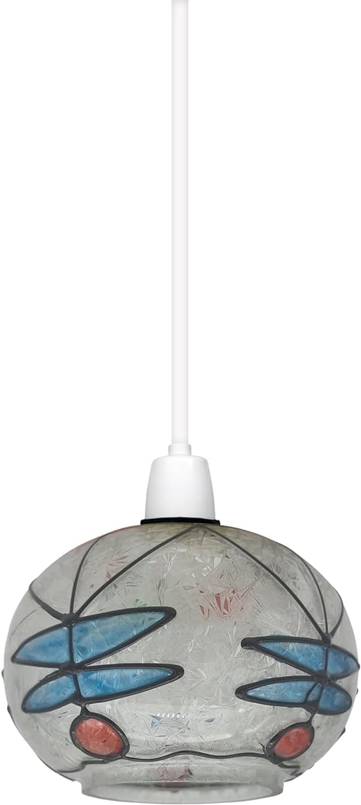 Tiffany Glass Shades,Stained Glass Lampshade, Pendant Lighting Easy Fit Shades, Elegant Ceiling Pendant Light Shade Mosaic Lamp Shade 15cm Multicolor Globe Pendant Light Shade
