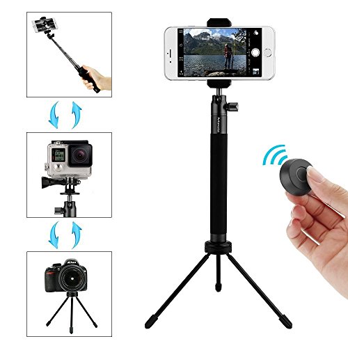 Moreslan Selfie Stick Tripod Stand with Bluetooth Remote Foldable Extendable Monopod for Gopro/Camera/iPhone 8/iPhone 8 Plus/iPhone X/iPhone 7/iPhone 7 Plus / Galaxy Note 8/S8/S8 Plus (Gun metal) - Thumbnail 7