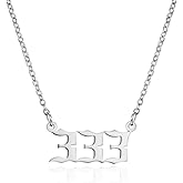 COLORFUL BLING Dainty Number Pendant Necklace Stainless Steel Choker 000 1111 111 222 333 444 555 666 777 888 999 Numerology Jewelry Gift for Women-Silver 333
