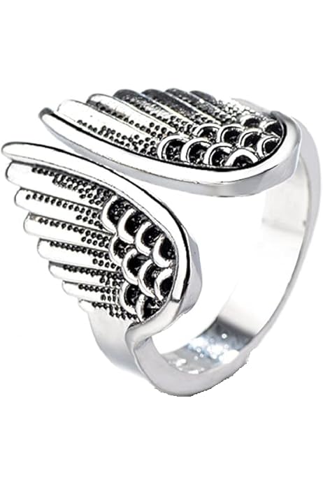 Hope Rings DUAN Antique Stainless Steel Ring Feather Angel Wing