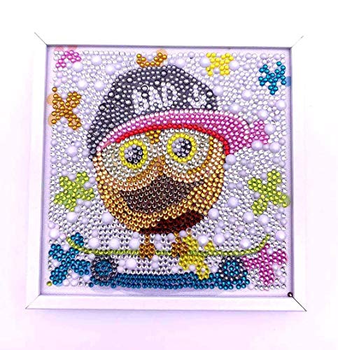H&G MASTER Diamond Painting Kit for Adult Kid, 5D Children Gem Painting Kit by Numbers with Wooden Frame，1 Pack，5.95.9 Inches(Owl)