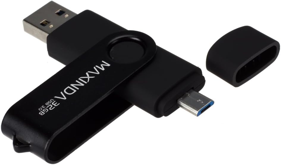 MAXINDA OTG Micro USB 3.0 Flash Memory Stick 16GB Swivel Pen Drive For Android Smartphone Tablet & PC (Black)