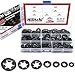 Hilitchi 600-Pcs [7-Size] Internal Tooth Starlock Washers Assortment Kit, Quick Speed Locking Washers, Black Oxide Finish