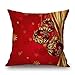 BLUETTEK Merry Christmas Series Cotton Linen Decorative Throw Pillow Covers 18 Inch by 18 Inch (Xmas Bells & Bow)