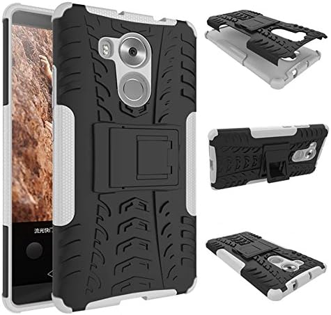 Huawei Mate 8 Shockproof Case, Heavy Duty Combo Hybrid Rugged Dual Layer Grip Cover with Kickstand For Huawei Mate8 (White)