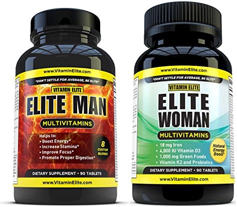 Elite Couple Multivitamins Pack - Advanced Multivitamins for Men and Multivitamins for Womens - Buy Them Together and Save - 30 Day Supply