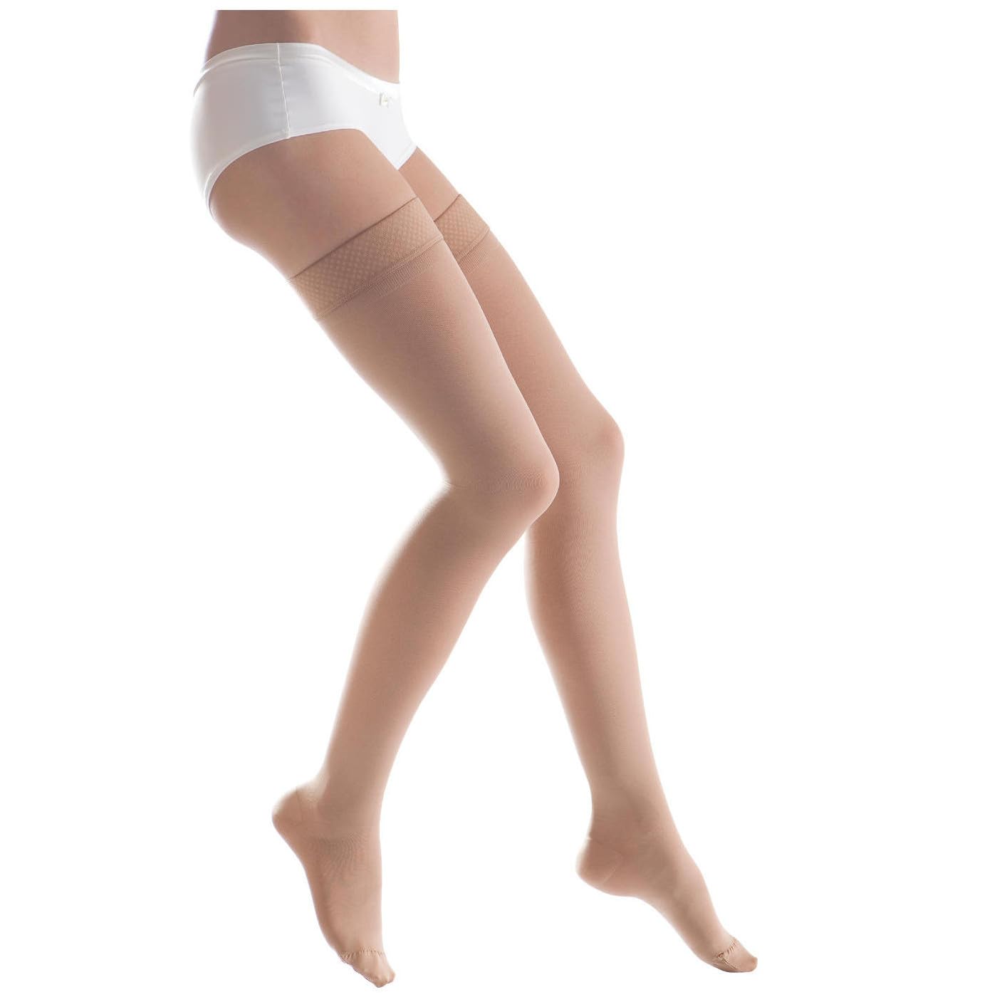 Medical Compression Thigh-High Stockings Closed Toe with Silicone Band – Varicose Veins, Edema & Tired Legs Relief