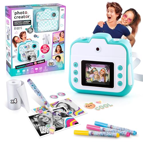 – Photo Creator - Appareil Photo en Impression Instantané - Turquoise – Appareil Photo Enfant avec Papier Inclus – Idéal Souvenir, Selfies & créations – Dès 8 Ans - Idée Cadeau - CLK 001T