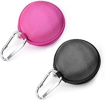 Case Star ® 2 PCS (Black and Hot Pink)Earphone Handsfree Headset HARD EVA Case - Clamshell/MESH Style with Zipper Enclosure, Inner Pocket, and Durable Exterior Plus Silver Climbing Carabiner With Case Star Cell Phone Bag (EVA Earphone Case-Black and Hot Pink)