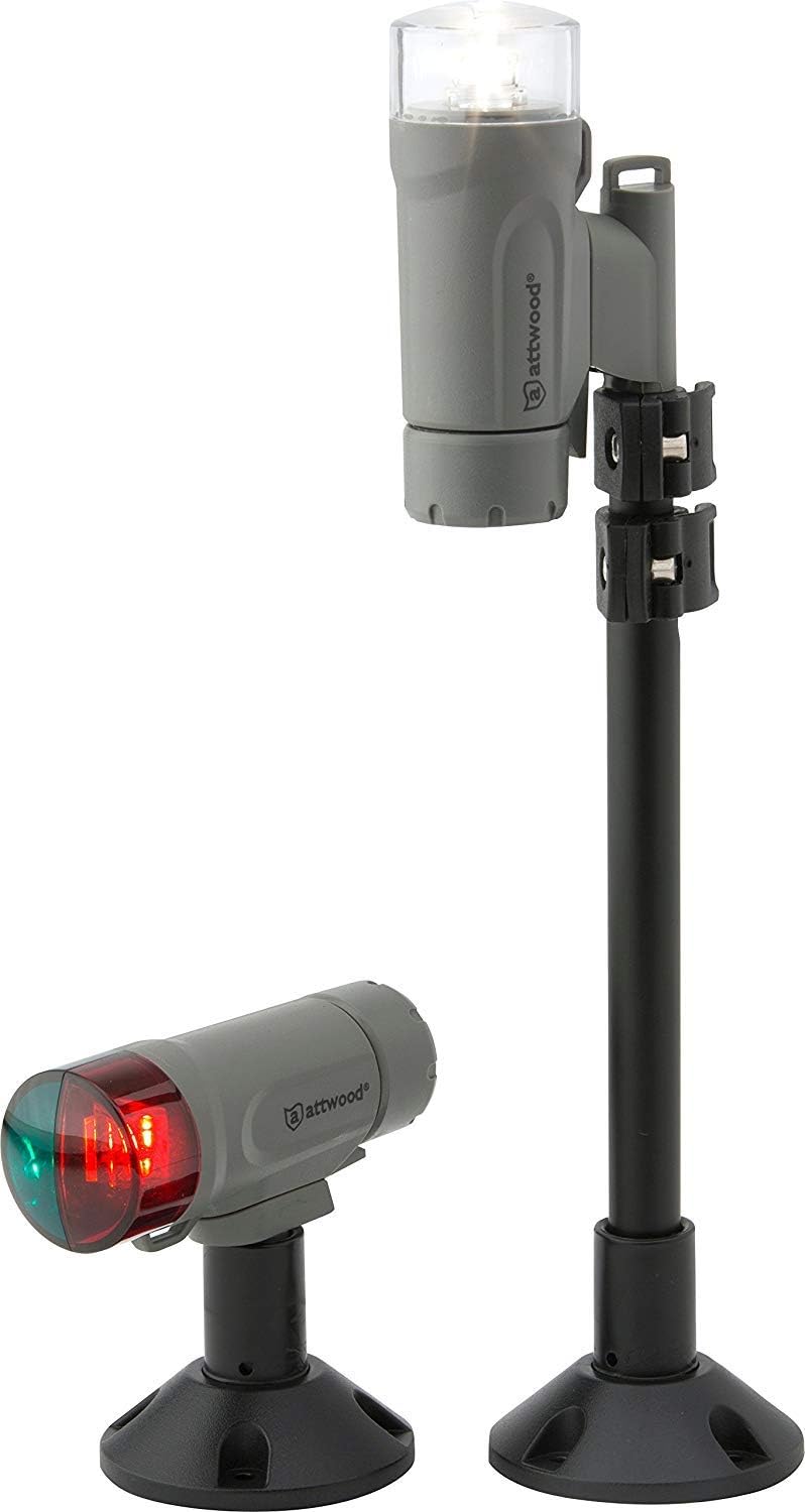 Attwood 14192-7 Water-Resistant Deck Mount LED Navigation Light Kit, Marine Gray Finish, One Size : Sports & Outdoors