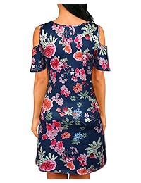 Vestido de mujer de manga corta con hombros descubiertos y bolsillos