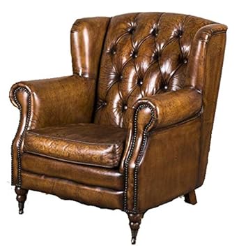 Peppermill Vintage Retro Style Leather Studded Armchair The