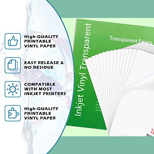 Clear Sticker Paper for Inkjet Printer, Printable Vinyl Transparent