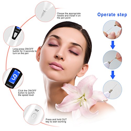 Mole Remover Pen, Skin Vanish Tag Removal Tool Kit with USB Rechargeable 9 Strength Levels, Portable Professional Beauty Spot Dot Device for Body Facial Freckle Nevus Warts AgeTattoo Blemish Men Women - Thumbnail 4