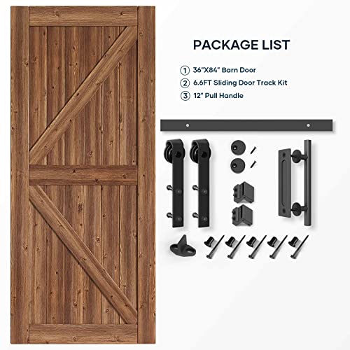 EaseLife 36in x 84in Sliding Barn Door with 6.6FT Barn Door Hardware