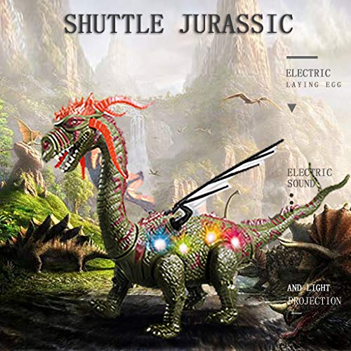 Amaping Electronic Dinosaur Robot Toy, Cute T-Rex Walking Glowing and Music Lay Eggs Dragon Light Up Sounds Toys Educational Baby Interactive Toys Xmas Gift (Green)
