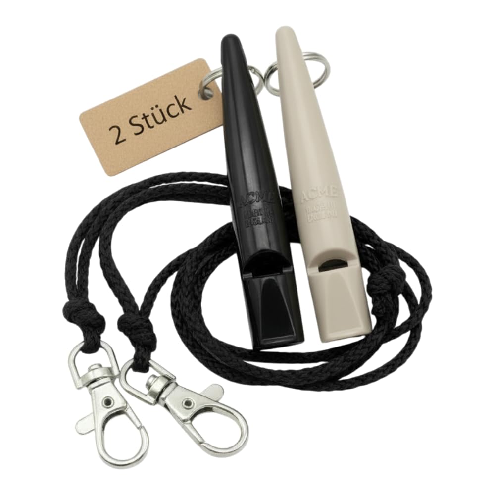 ACME Dog Whistle No. 210.5 with Whistle Band | Double Pack | 2 Whistles Including 2 Bands | Ideal for Recall - Loud and Far-reaching (Black + Mink)
