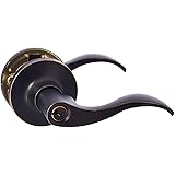 Amazon Basics Exterior Door Lever With Lock, Wave, Oil Rubbed Bronze