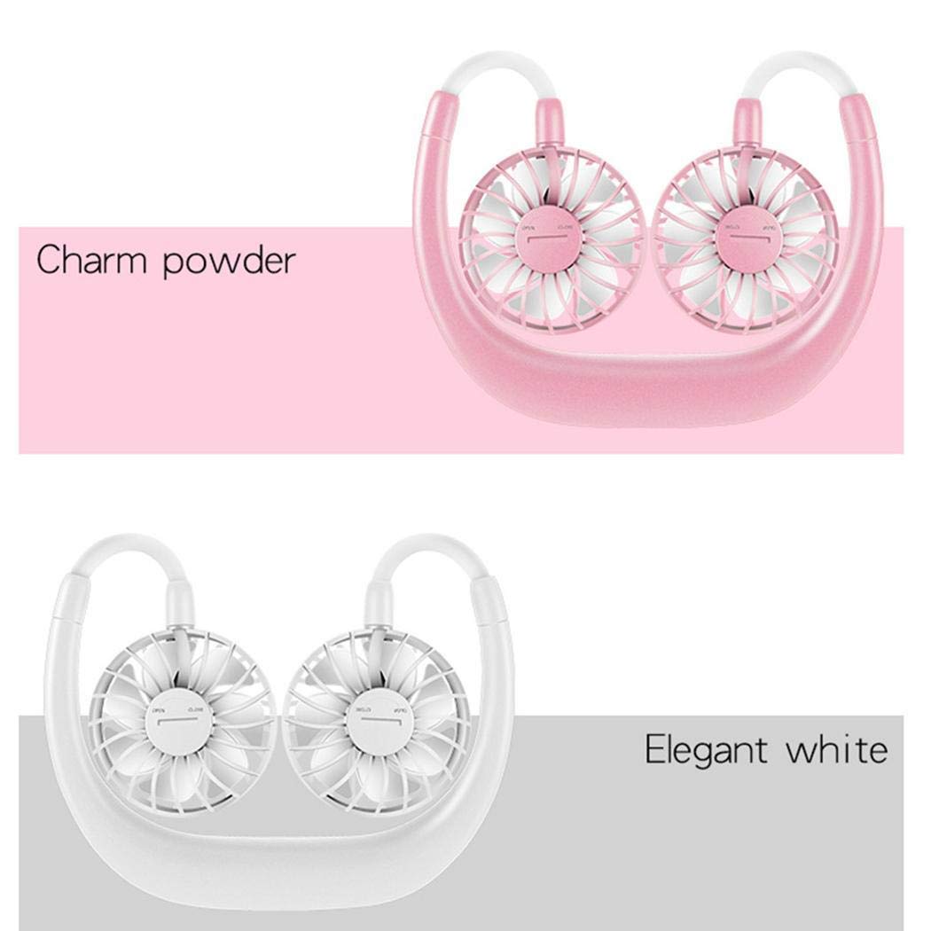 Hand Free Personal Fan - Portable USB Battery Rechargeable Mini Fan - Headphone Design Wearable Neckband Fan Necklance Fan Cooler Fan with Dual Wind Head for Traveling Outdoor Office Room (Blue)