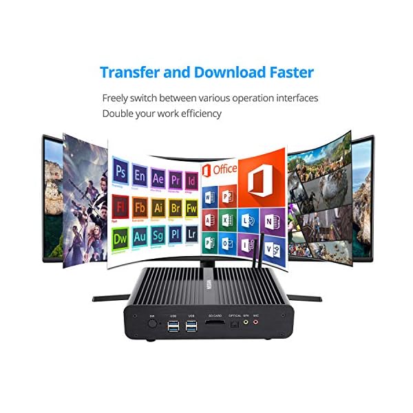 WEIDIAN Industrial Fanless Mini PC, Equipped with Core i7-5500U processor HD Graphics 5500, 16GB RAM+512GB SSD, Dual…