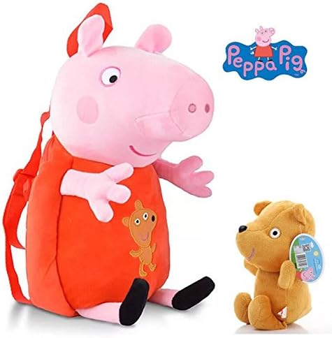 Best Quality - Plush Backpacks - 2pcs/set Genuine pig 44cm/28cm bag+13cm part kids Bag Kid cute Kindergarten Cartoon Plush Backpack Stuffed Animal Backpack - by JefreyF - 1 PCs