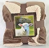 Ultimate Sherpa Throw Blanket 60 In x 70 In (Brown)