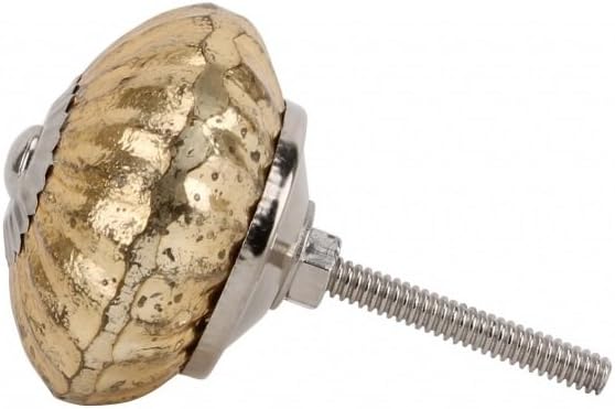 CGB Giftware Antique Gold Glass Drawer Pull Handle Knob (One Size) (Gold)