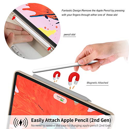 IVSO Keyboard Case For Apple iPad Pro 11 2018 Stand Cover Case with Wireless Keyboard & Pencil Slot (Auto Wake/Sleep, Apple Pen Charging Enabled Case) Fitting Apple iPad Pro 11 2018 Tablet (Rose Gold)