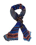 Leegoal Vintage Tribal Lucky Pattern Soft Chiffon Scarf ,Dark Blue&Brown