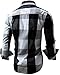 JoJoJoy Men's Casual Long Sleeve Plaid Button Down Shirt Contrast Color Block Pattern Black Size L