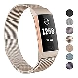 SWEES Metal Bands Compatible Fitbit Charge 3 and Charge 3 SE, Milanese Stainless Steel Magnetic Replacement Small & Large (5.5