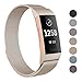 SWEES Metal Bands Compatible Fitbit Charge 3 and Charge 3 SE, Milanese Stainless Steel Magnetic Replacement Small & Large (5.5