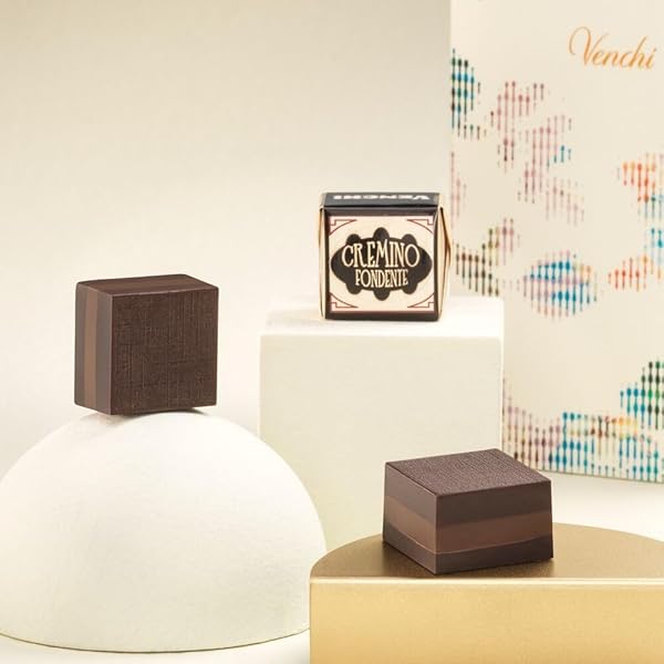 VENCHI – MURRINE GIFT BOX WITH 25 CREMINO EXTRA DARK CHOCOLATES, WITH MEDITERRANEAN ALMOND PASTE AND CREAMY PIEDMONT HAZELNUT GIANDUJA CHOCOLATE, GLUTEN-FREE AND VEGAN