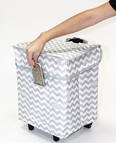 Smart Cart, Grey Chevron Rolling Multipurpose Collapsible Basket Cart Scrapbooking - Thumbnail 4