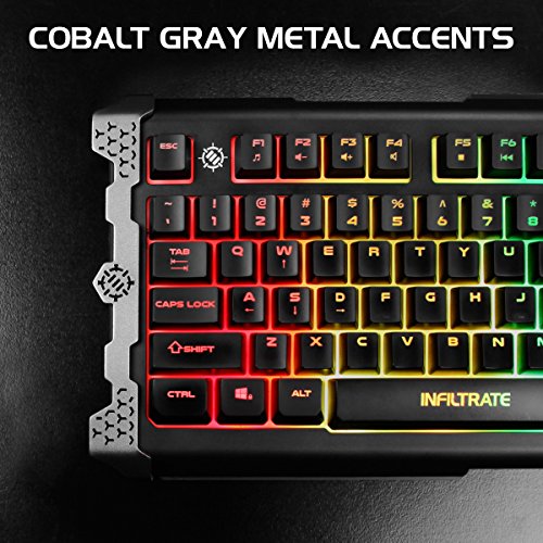 ENHANCE Infiltrate Membrane Gaming Keyboard RGB Gaming Keyboard with Quiet Mechanical Clicking