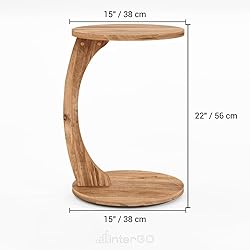 C-Shaped Round End Table with Rolling Wheels