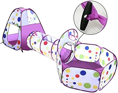 INKERSCOOP Pop Up Play tent Child Ball Pit with Tunnel 3 in 1 Kid Play Tent Set Indoor and Outdoor Play Toy for Toddler Children Play House with Basketball Hoop (Purple)