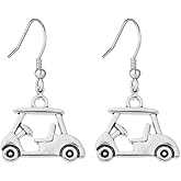 Golf Cart Earrings for Women, Silver Plated Stainless Steel Dangle Jewelry, Lightweight Golf Accessories, Unique Gift for Golfers, Cute Golf Lover Earrings for Birthday, Christmas, Retirement