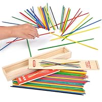 Lucky Shop1234 Classic Wooden Thin Pick Up Stick Game 41 Pieces Fun Family Game Gift Idea --9.8 Inch Long (2 Pack)