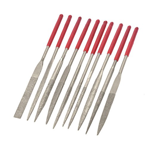 ALLCACA Guitar Fret File Set Stainless Steel Guitar Saddle Slot Grinding Files Luthier Repair Tool for Guitar Nut, Fret, Bridge, Saddle and Pickguard, Set of 10, Red - Thumbnail 4